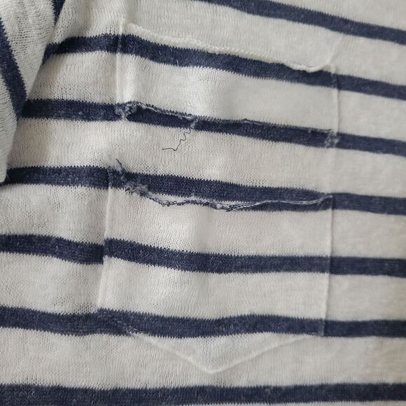 LNA Iles Navy Stripe Distressed Crewneck Short-sleeve Pullover Top - Picture 12 of 16